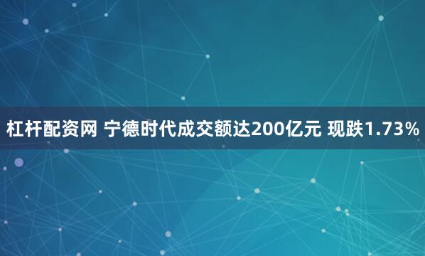 杠杆配资网 宁德时代成交额达200亿元 现跌1.73%